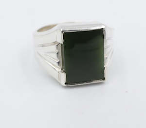 Stg Silver Ring with Greenstone 489ALX