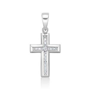 Stg Silver CZ Set Cross 40-10058-610
