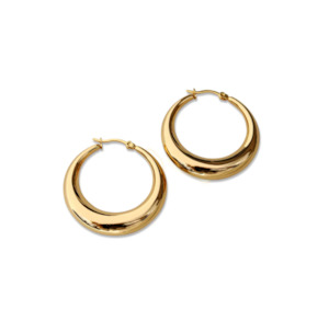 Fashion Jewellery: FV Yellow Gold Hollow Hoops Earrrings 40 mm - HOPLHY-E40