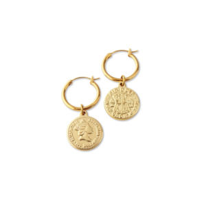 FV Yellow Gold Hoop and Coin Earrings - SM-CY-E