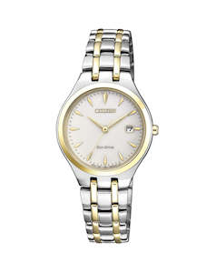 Citizen Watches: Citizen Ladies Gold-Silver Tone Eco-Drive Watch - EW2484-82B