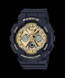 Baby G Watches: Baby-G Black/Gold Digit-Analog Watch - BA-130-1A3