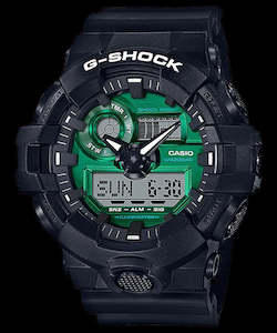 G Shock Watches: G Shock Black/DarkGreen Analog-Digit Watch - GA-700MG-1A