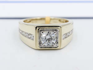 10ct Yellow Gold Lab Grown Diamond Mens Ring TDW 1.5ct
