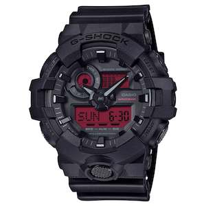 G Shock Watches: G-SHOCK Black and Bold Red GA700BBR-1A
