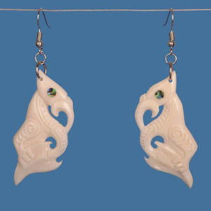 Bone And Paua Jewellery: Manaia Bone Earring BE030
