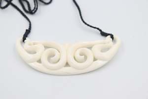 Bone And Paua Jewellery: Bone Koru Pendent