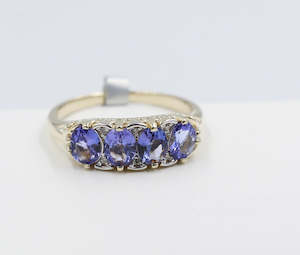 Gold Ladies Rings: 9ct Gold Tanzanite & Diamond ring SYR7993T