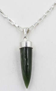 Stg Silver Pendents: New Zealand Greenstone Small Point Pendent