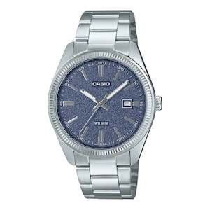Casio steel strap silver Tone Blue face  watch MTP1302DA-2A1