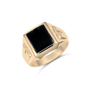 Gold Mens Ring: 9ct Gold Mens Onyx Ring 810C