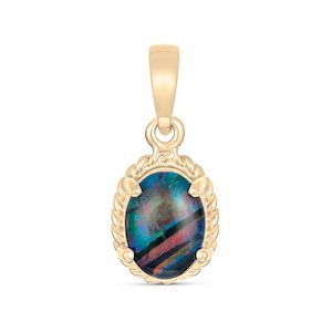 9ct Gold Mia Oval Twisted 8x6mm Triplet Opal Pendant