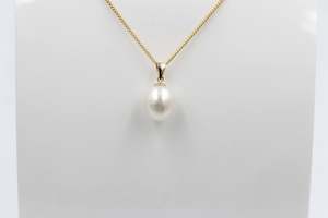 9ct Gold Set Fresh water Pearl Pendent 12*9mm SP01