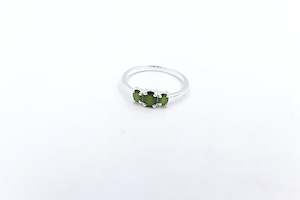 Stg Silver Rings: Stg Silver Ladies Ring with New Zealand Greenstone SYR8098