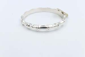 Stg Silver Bracelets: Sterling Silver Bamboo Hinge Bangle