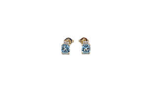 9ct Gold Genuine Blue Topaz & Diamond Stud Earrings E3000-BTDC