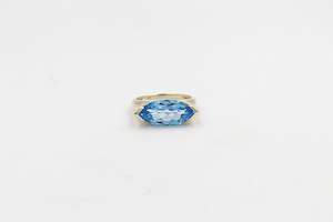 Gold Ladies Rings: 9ct Gold Blue Topaz Fashion Ring