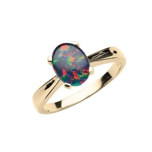 9ct Gold Iris 9x7mm Oval Triplet Opal Ring