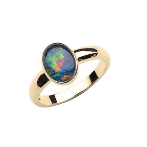 Gold Ladies Rings: 9ct Gold Georgette Oval Triplet Opal Bezel Set Ring
