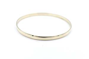 Gold Bracelets: 9ct Yellow Gold Solid Bangle 69mm ALX075