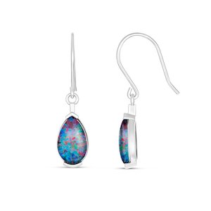 Stg Silver Earrings: Stg Silver Adelaide 10x6mm Pear Triplet Opal Hook Earring