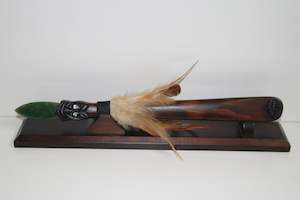 Maori Arts: New Zealand Wood and Greenstone Taiaha with base