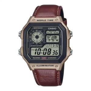 Watches: Casio Classic Digital Leather Watch - AE1200WHL-5A