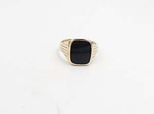 Gold Mens Ring: 9ct Gold Mens Solid Onyx Ring SYR3066