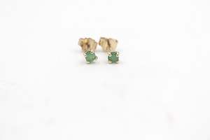 9ct Gold Genuine Emerald Studs