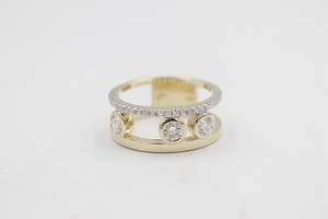 Gold Ladies Rings: 9ct Gold Lab Diamond Dress Ring Nice wide Design 8.6mm