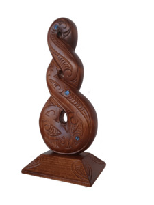Maori Arts: Wooden Double Twist On a Base WM855 43cm