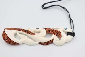 Bone And Paua Jewellery: XL Bone Manaia Pendent BPXL011