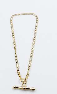 9ct Gold Figaro Bracelet with Fob