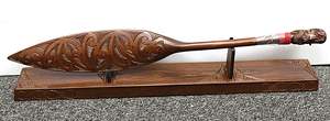 Maori Arts: Wooden Hoe – Paddle on base WM541