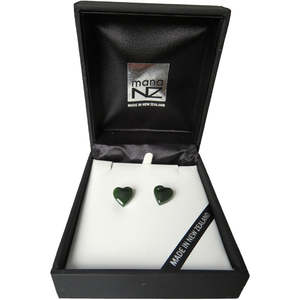 New Zealand Greenstone Heart Stud Earrings NN5055