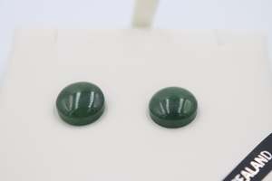 New Zealand Greenstone  Stud Earrings with Stg silver setting
