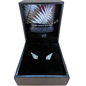 Stg Silver Earrings: Stg silver Enamel Fern Earrings XP54