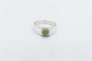 Stg Silver Rings: Stg Silver Ring with Greenstone ALX188
