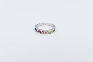 Stg Silver Multi Color CZ ring IRA204