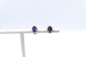 Gold Earrings: 14ct Gold Sapphire and Diamond Studs SKE33612