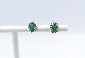 14ct Gold Emerald and Diamond Studs SKE33612