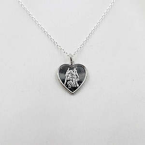Stg Silver Pendents: Stg silver Heart Saint Christopher Pendent SSTCH203