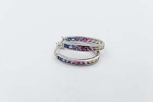 Stg Silver Multi Color CZ Earrings  IRA207