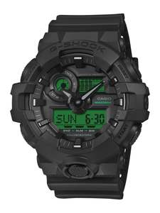 G Shock Watches: G-SHOCK Black & electro Green Ana Watch GA700BEG-1A