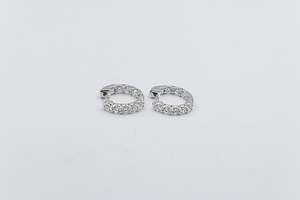 Gold Earrings: 10k White Gold Lab Diamond Huggies TDW 1ct LGE47351