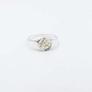 Stg Silver Mens Masonic Ring with 9ct Gold Logo SYR8321