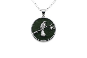 Greenstone Carving Collection: Stg Silver Greenstone Tui Native Pendent