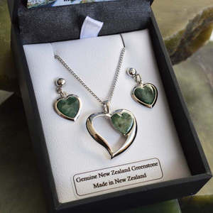 New Zealand Pounamu Set silver Plated EBJ4288S