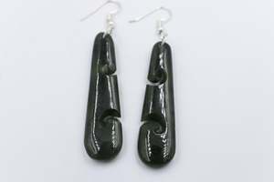 Greenstone Carving Collection: New Zealand Greenstone Drop Koru Earrings