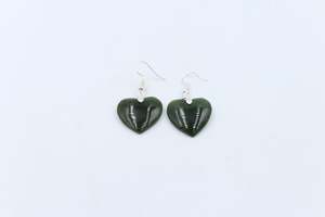 Stg Silver Greenstone Drop Heart Earrings